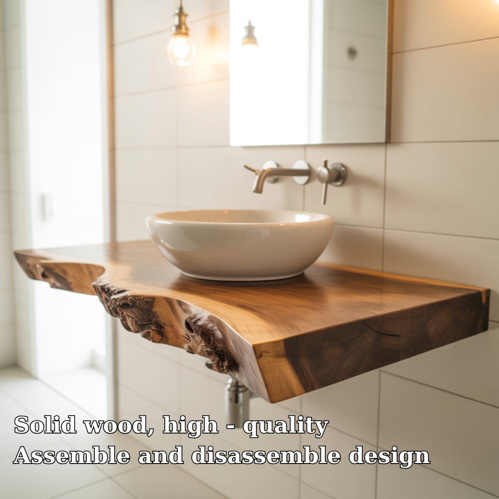 Live Edge Floating Bathroom Vanity Solid Wood Wall Mounted Vanity Top