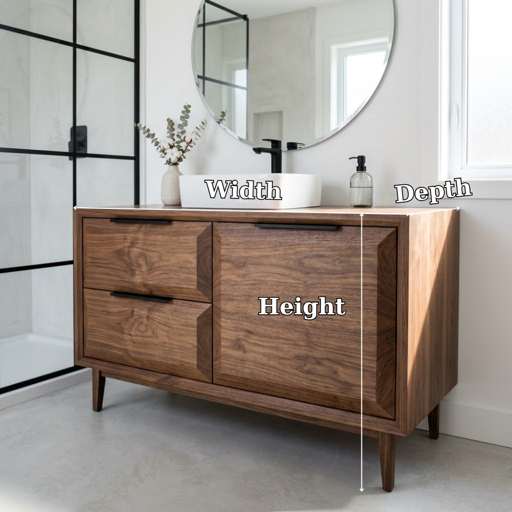 Solid Wood Bathroom Vanity with Drawer & Cabinet β Modern Minimal Base