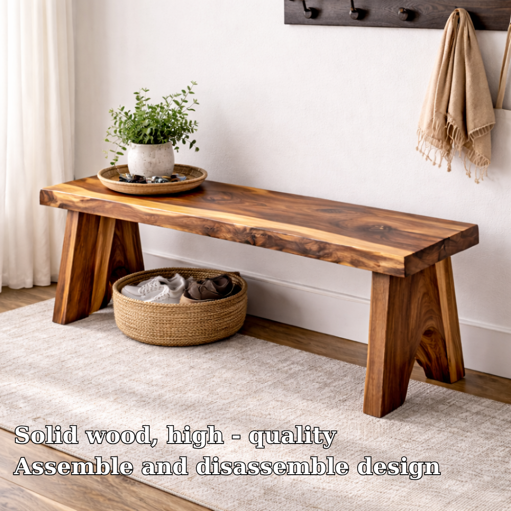 Solid Wood Entryway Bench with Storage | Rustic Hallway Seating & Shoe Rack