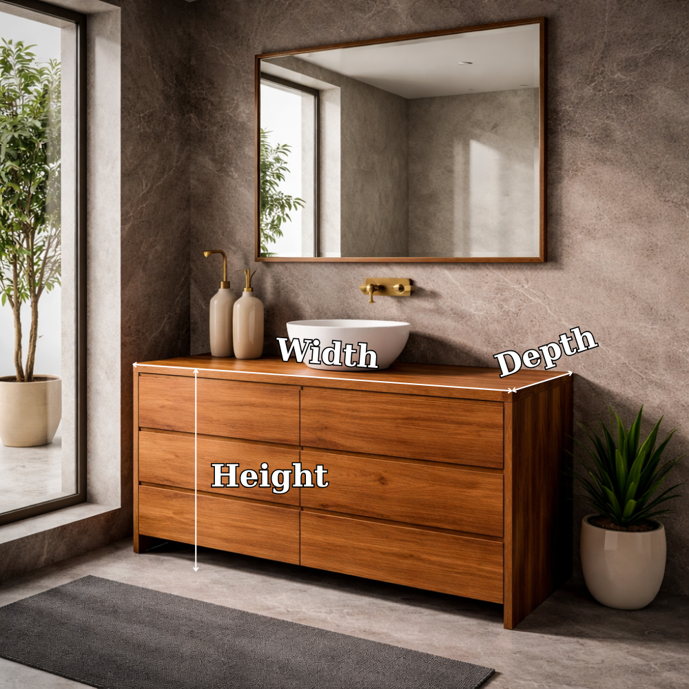 Solid Wood Bathroom Vanity Cabinet with 6 Drawers β Modern Walnut Bathroom Storage
