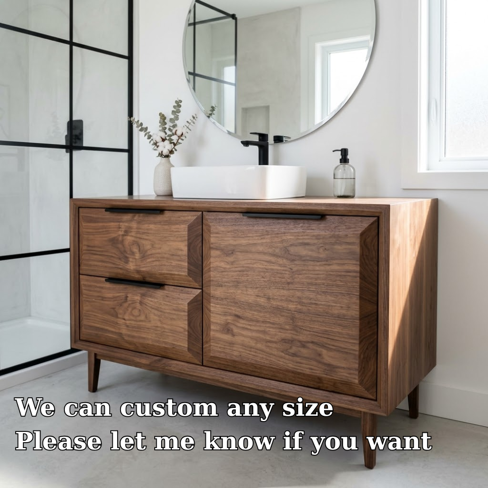 Solid Wood Bathroom Vanity with Drawer & Cabinet β Modern Minimal Base