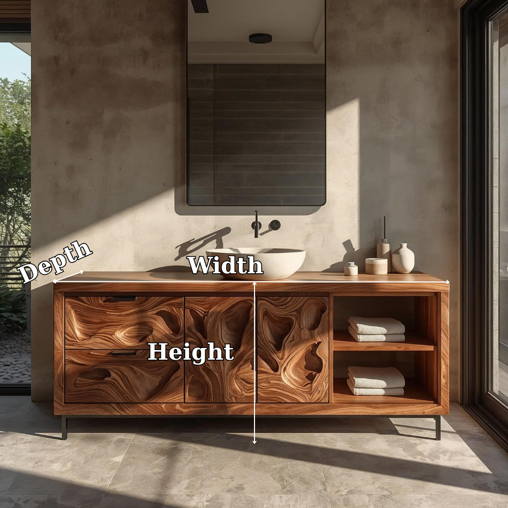 Solid Wood Bathroom Vanity with Sculpted Organic Design β Modern Storage Cabinet