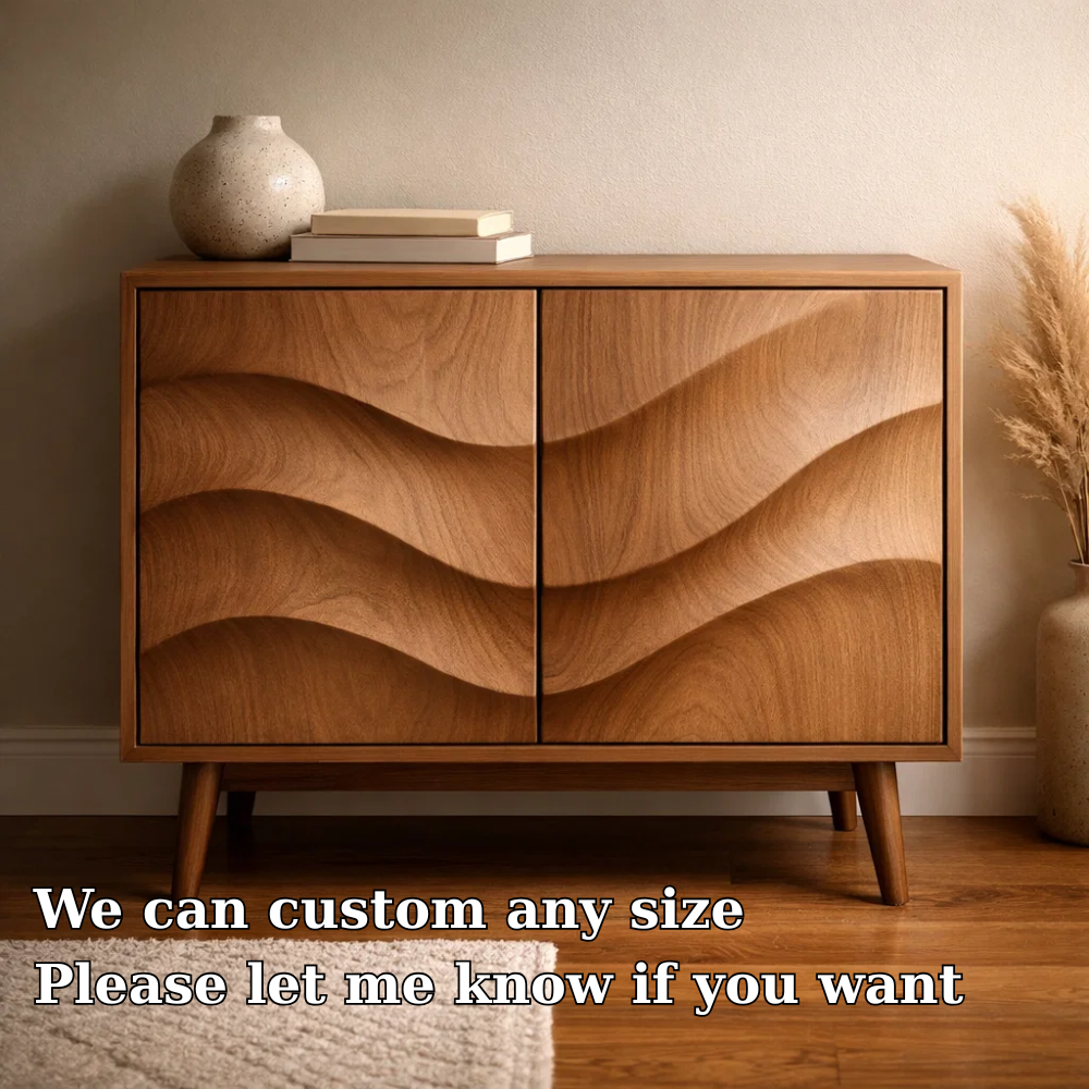 Wave-Design Solid Wood Console Cabinet | Mid-Century Modern Storage