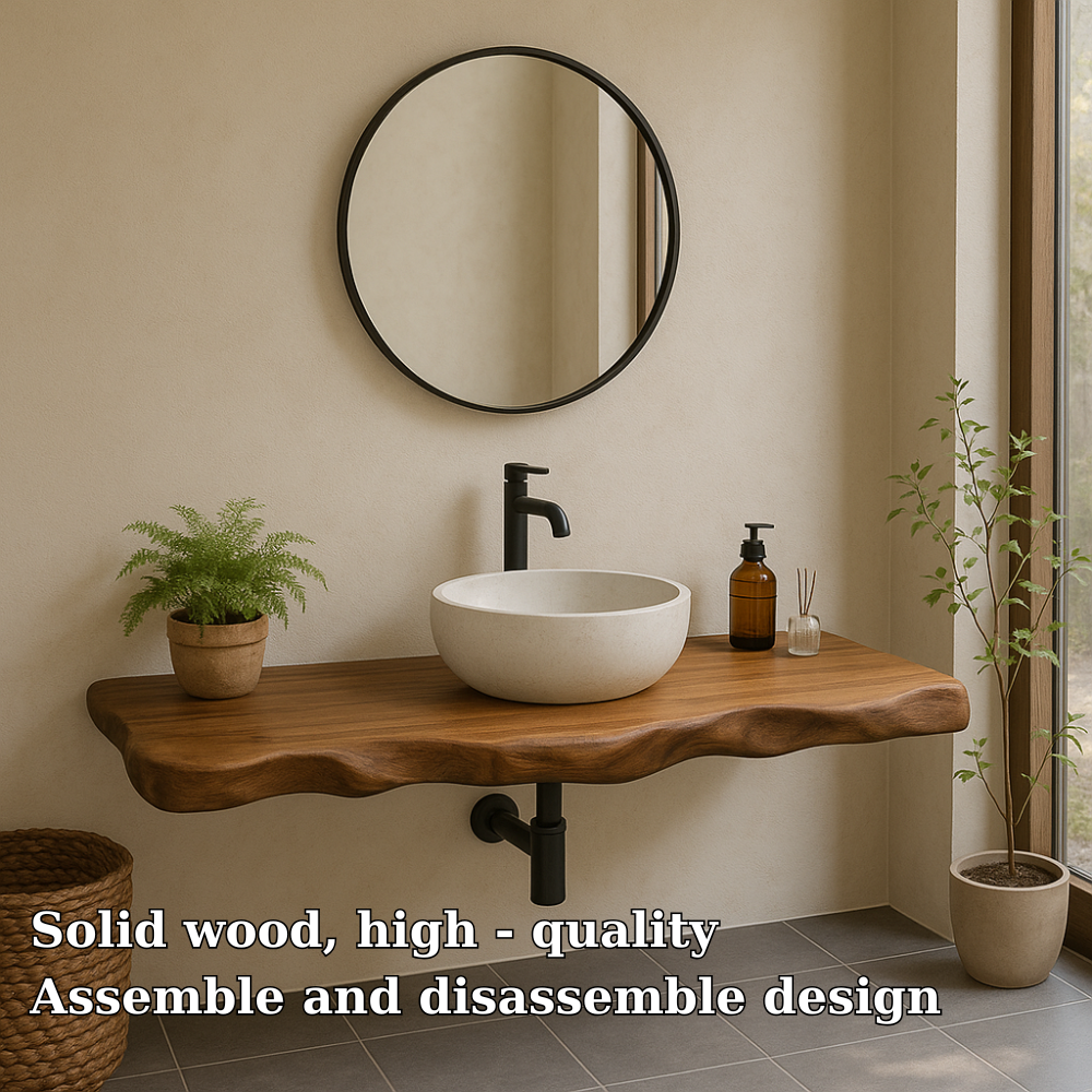Live Edge Solid Wood Floating Bathroom Vanity β Wall Mounted Rustic Vanity Top