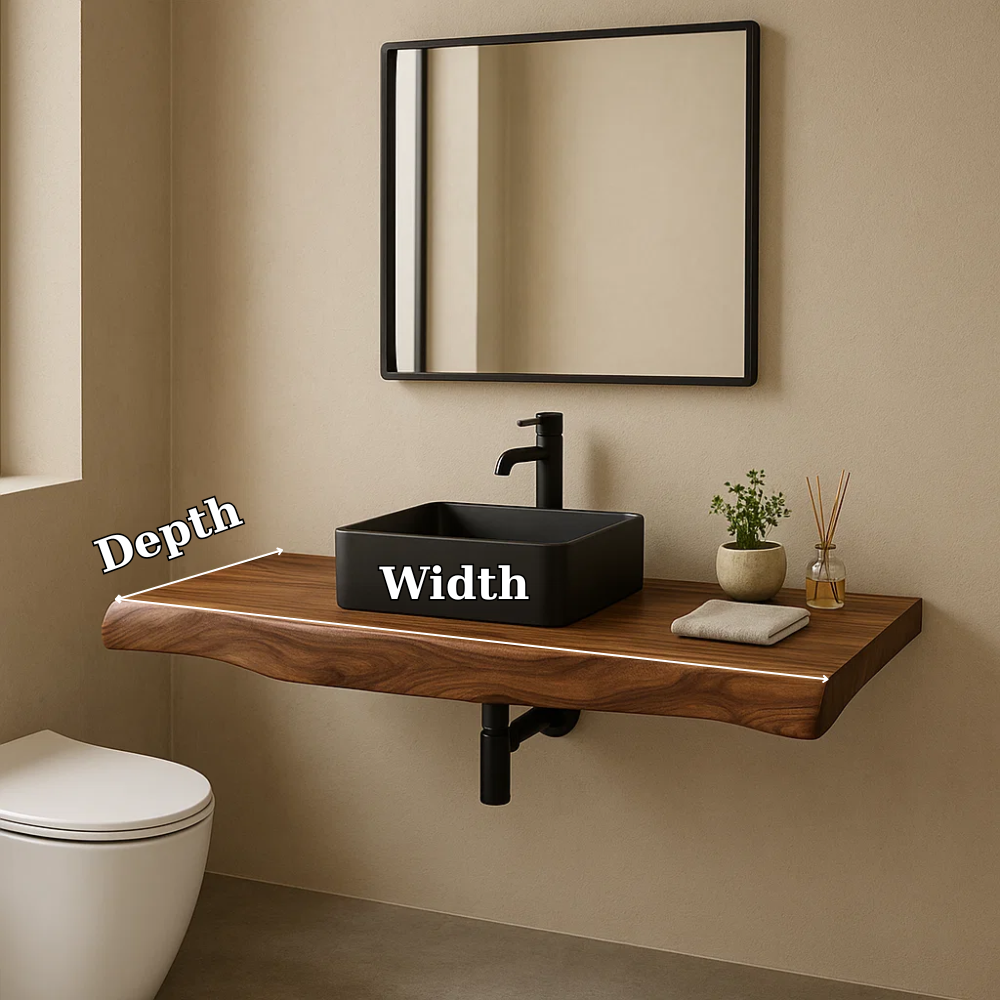 Solid Wood Live Edge Floating Bathroom Vanity β Modern Wall Mounted Vanity Top