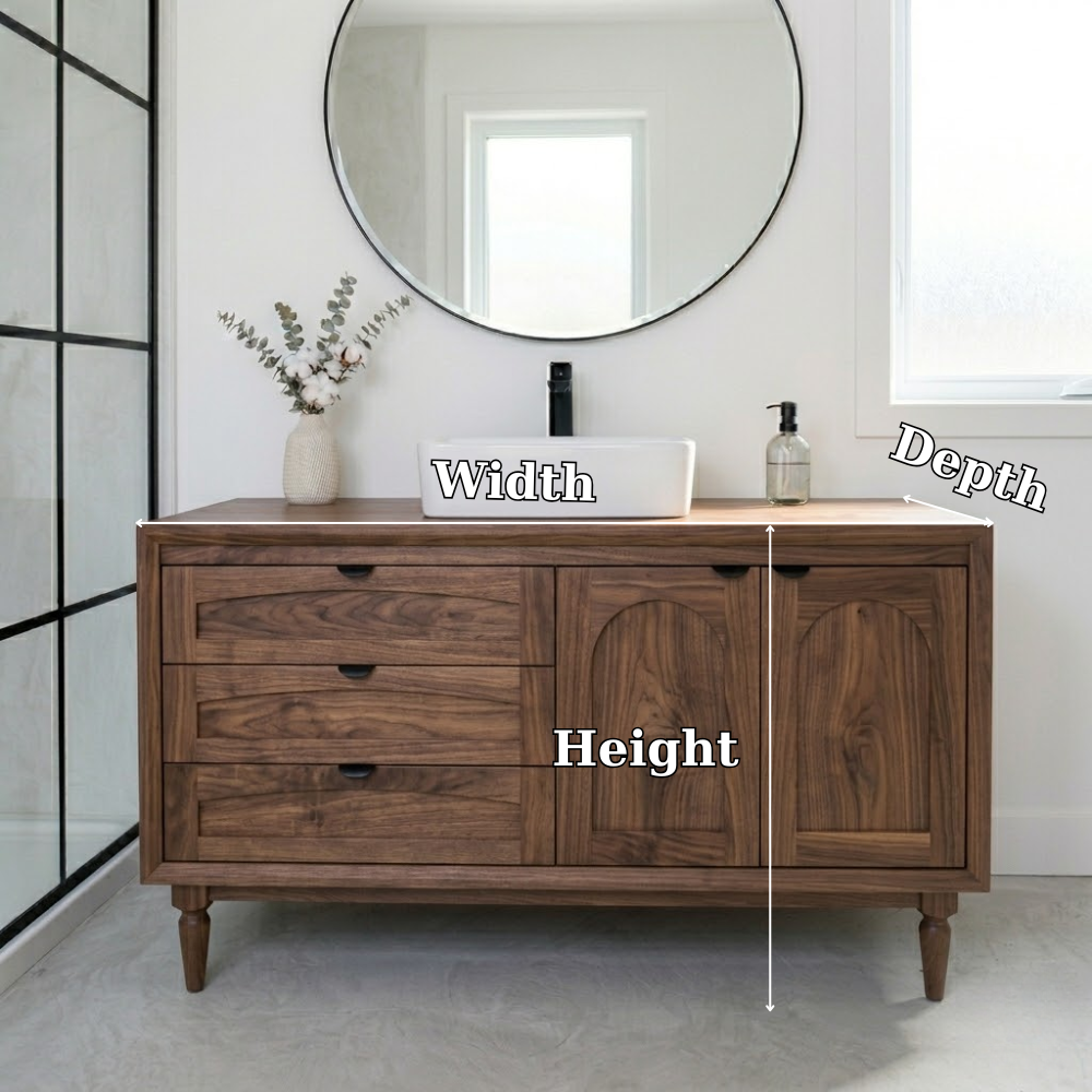 Solid Wood Bathroom Vanity with Drawers & Cabinet β Modern Rustic