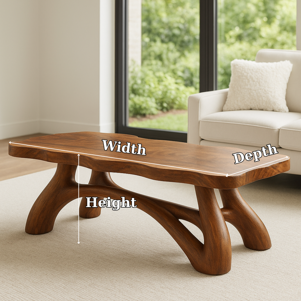 Solid Wood Coffee Table with Sculptural Curved Legs – Modern Living Room Table