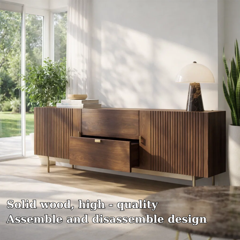 Modern Fluted Sideboard Cabinet with Drawer and Storage