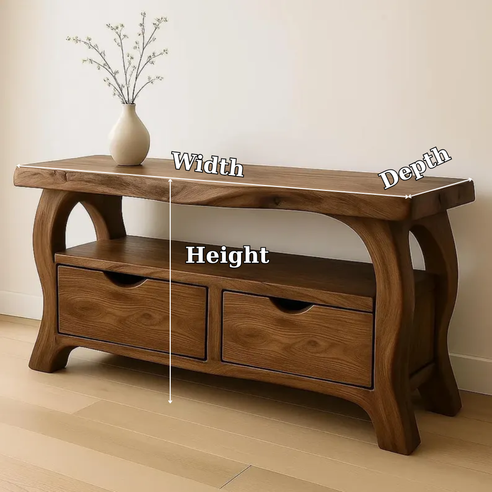 Modern Solid Wood TV Console with Storage Drawers – Wooden Media TV Stand