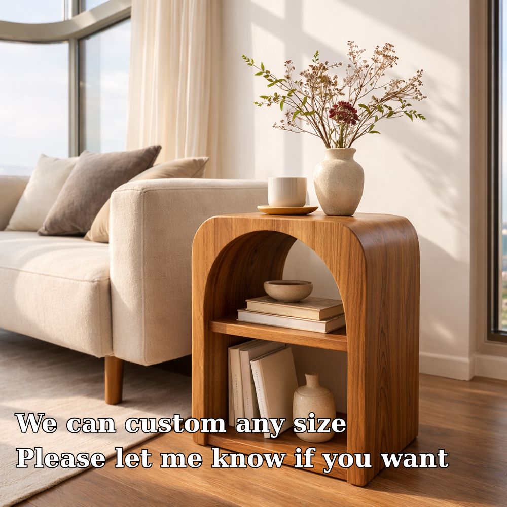 Solid Wood End Table with Storage Shelf – Modern Wooden Side Table for Living Room