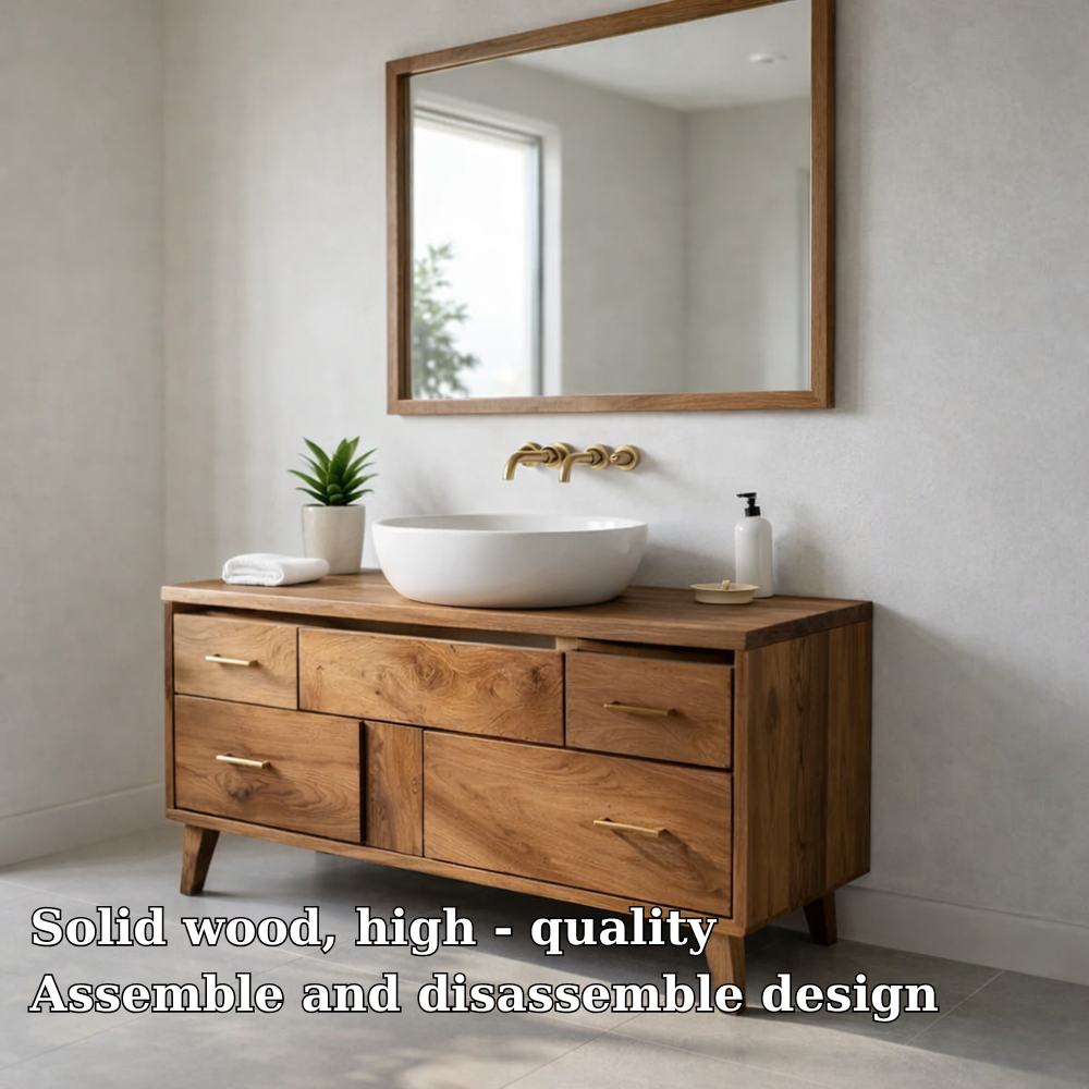 Minimalist Solid Wood Bathroom Vanity Cabinet β Modern Wall Mount, No Sink