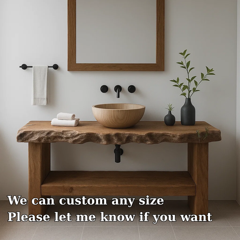Live Edge Solid Wood Bathroom Vanity β Modern Rustic Wall-Mounted Vanity Sink