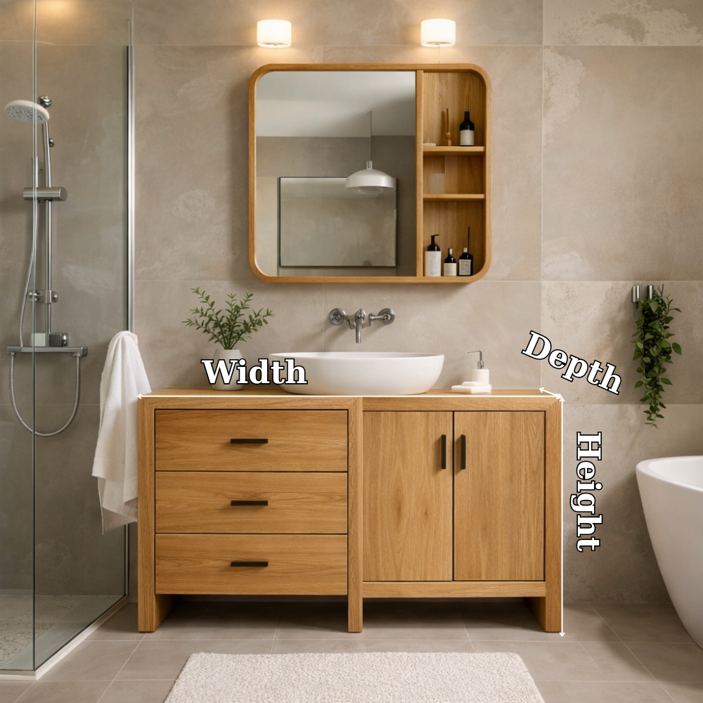 Solid Wood Bathroom Vanity Cabinet with Drawers & Double Doors β Modern Finish