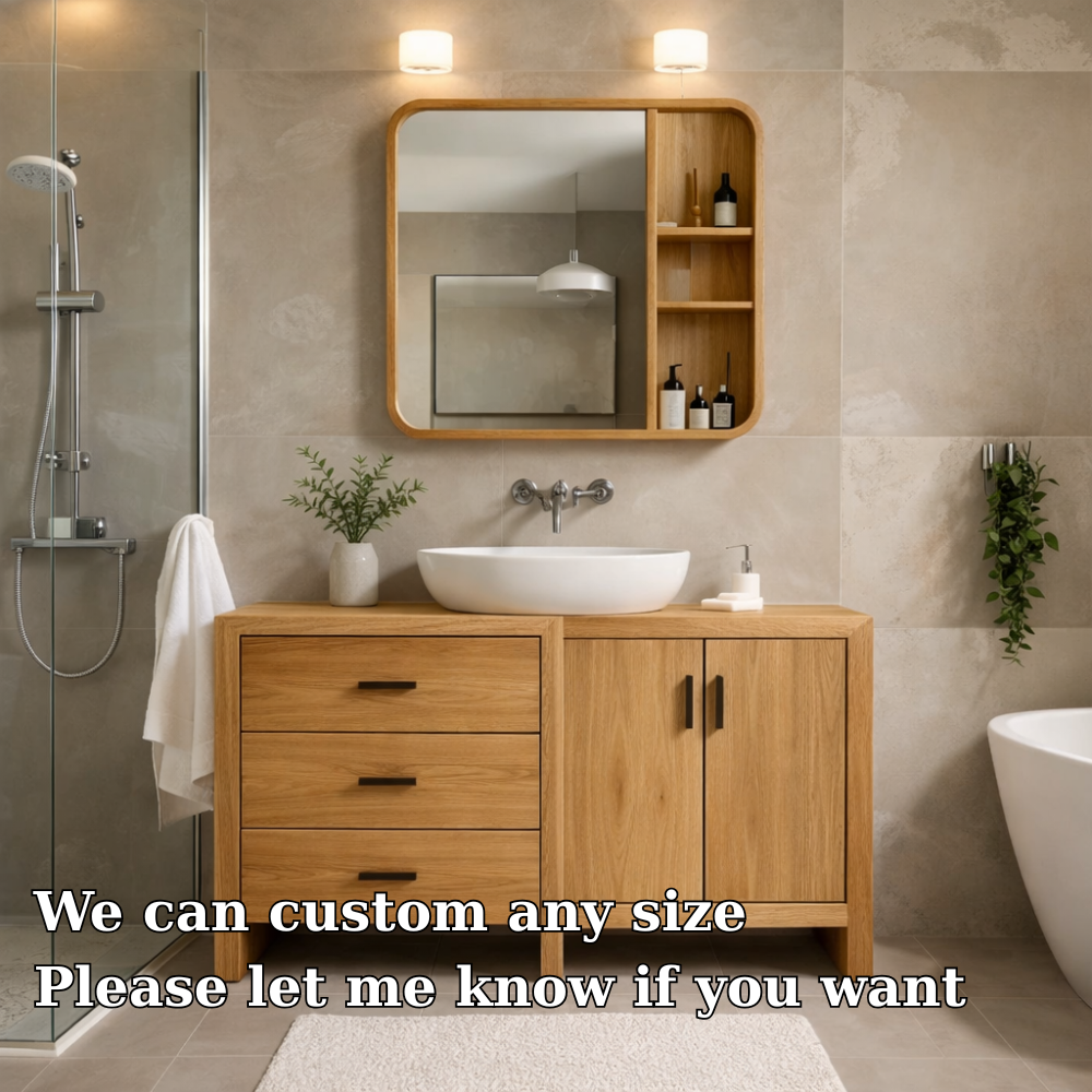 Solid Wood Bathroom Vanity Cabinet with Drawers & Double Doors β Modern Finish