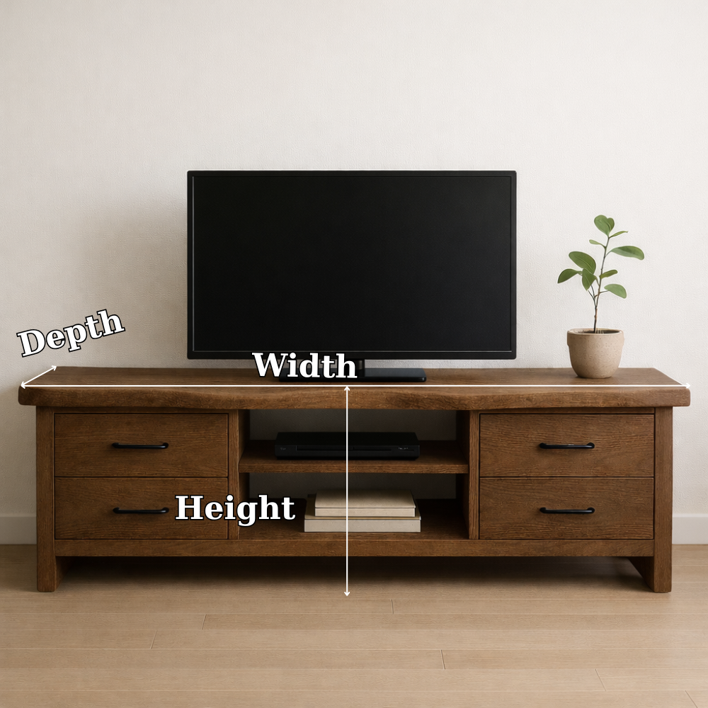 Solid Wood TV Stand with Drawers and Open Shelf Modern Rustic Entertainment Center