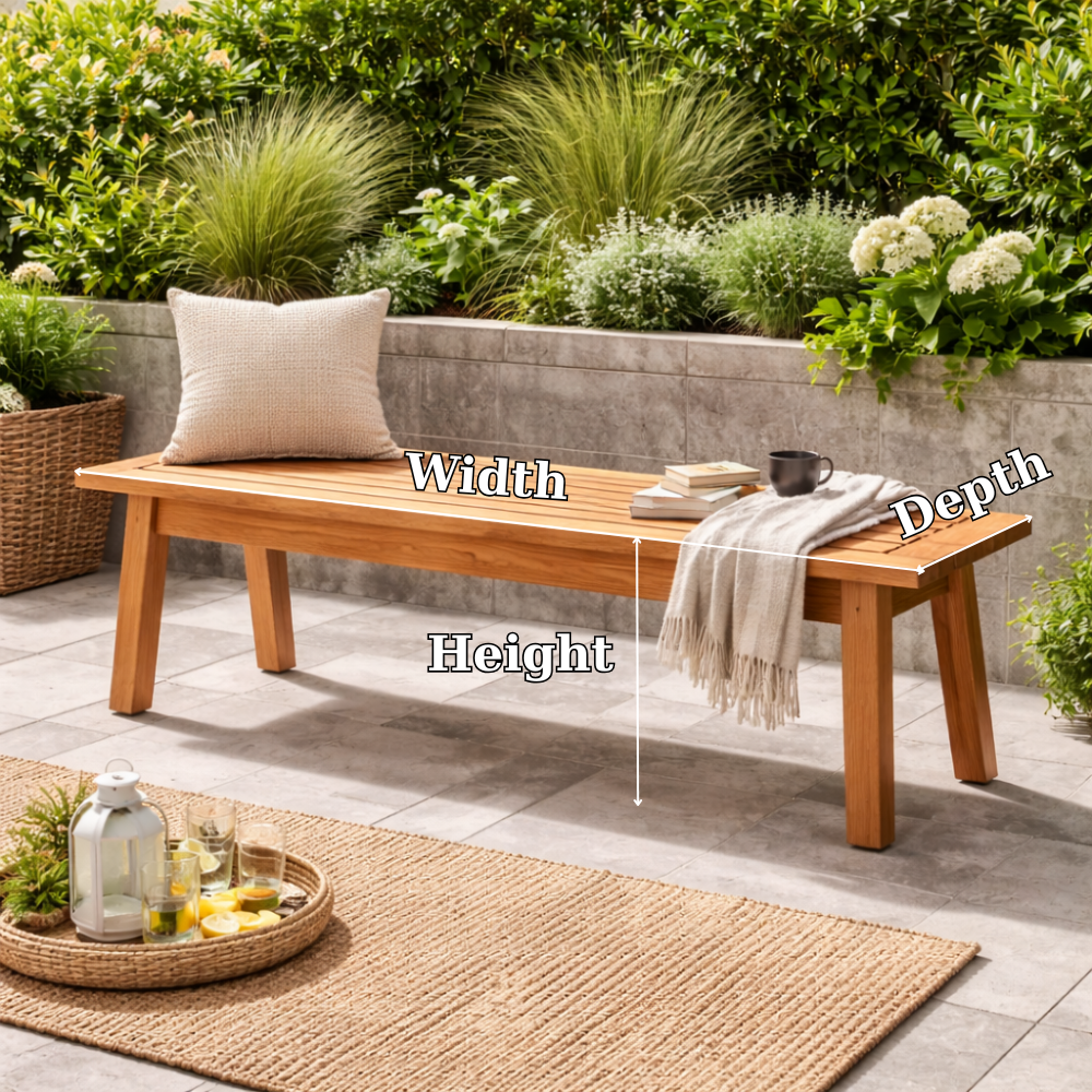 Outdoor Solid Wood Entryway Bench | Modern Patio & Garden Bench with Storage