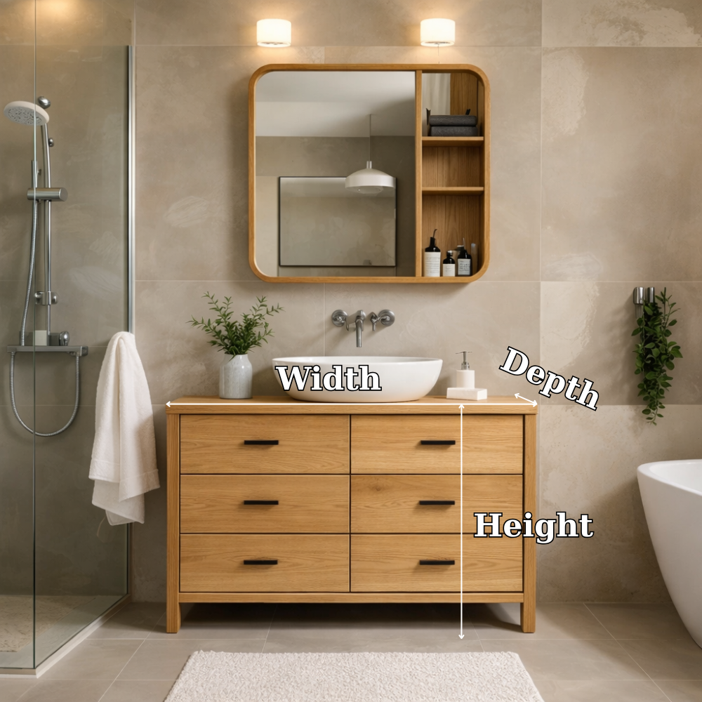 Solid Wood Bathroom Vanity Cabinet with Drawers & Mirror Storage β Modern Finish