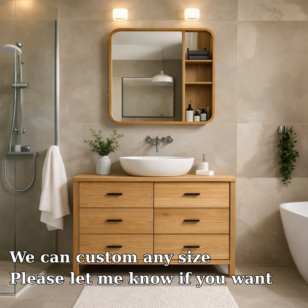 Solid Wood Bathroom Vanity Cabinet with Drawers & Mirror Storage β Modern Finish