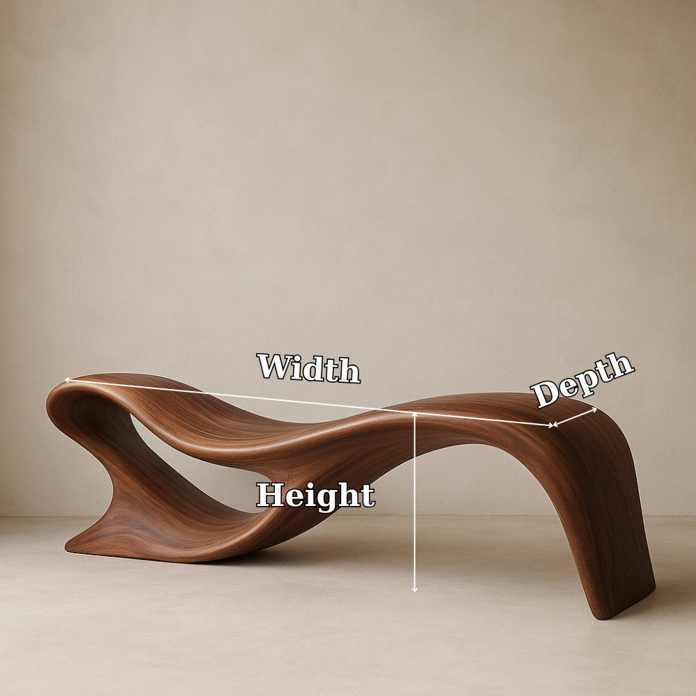 Modern Organic Solid Wood Bench – Artistic Curved Wooden Seating Bench
