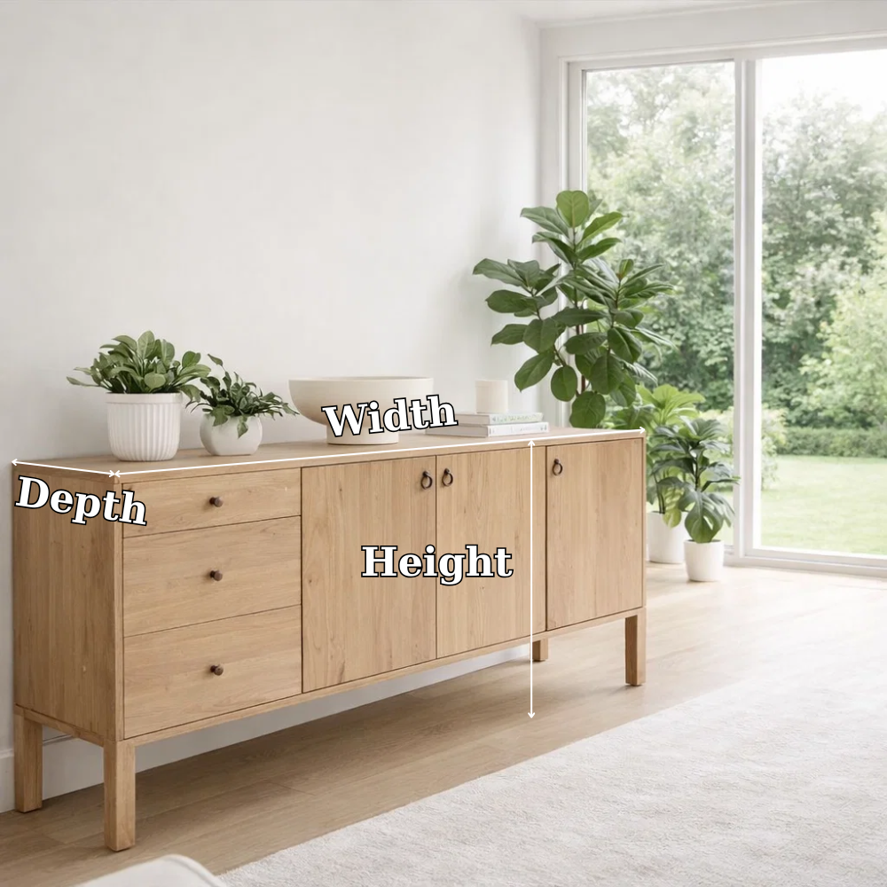 Scandinavian Sideboard Cabinet with Drawers and Doors – Clean Storage Console