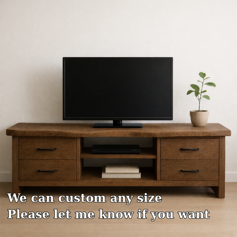 Solid Wood TV Stand with Drawers and Open Shelf Modern Rustic Entertainment Center