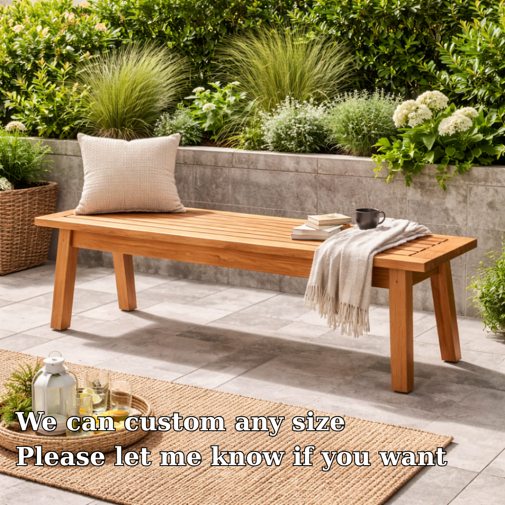 Outdoor Solid Wood Entryway Bench | Modern Patio & Garden Bench with Storage