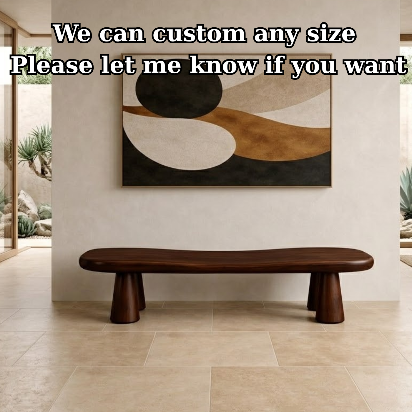 Solid Wood Sculptural Bench – Modern Organic Entryway Seating Bench