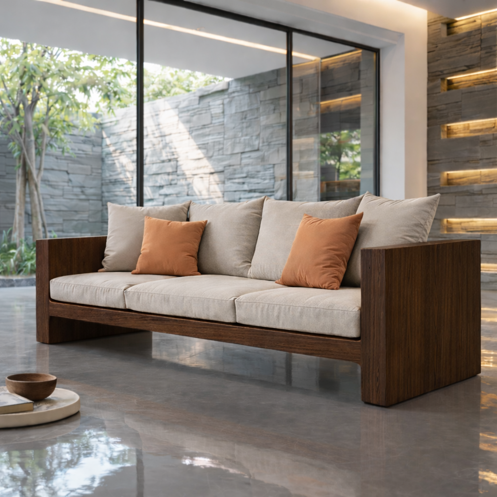 Minimalist Solid Wood Sofa Frame Modern Wooden Couch Base for Living Room