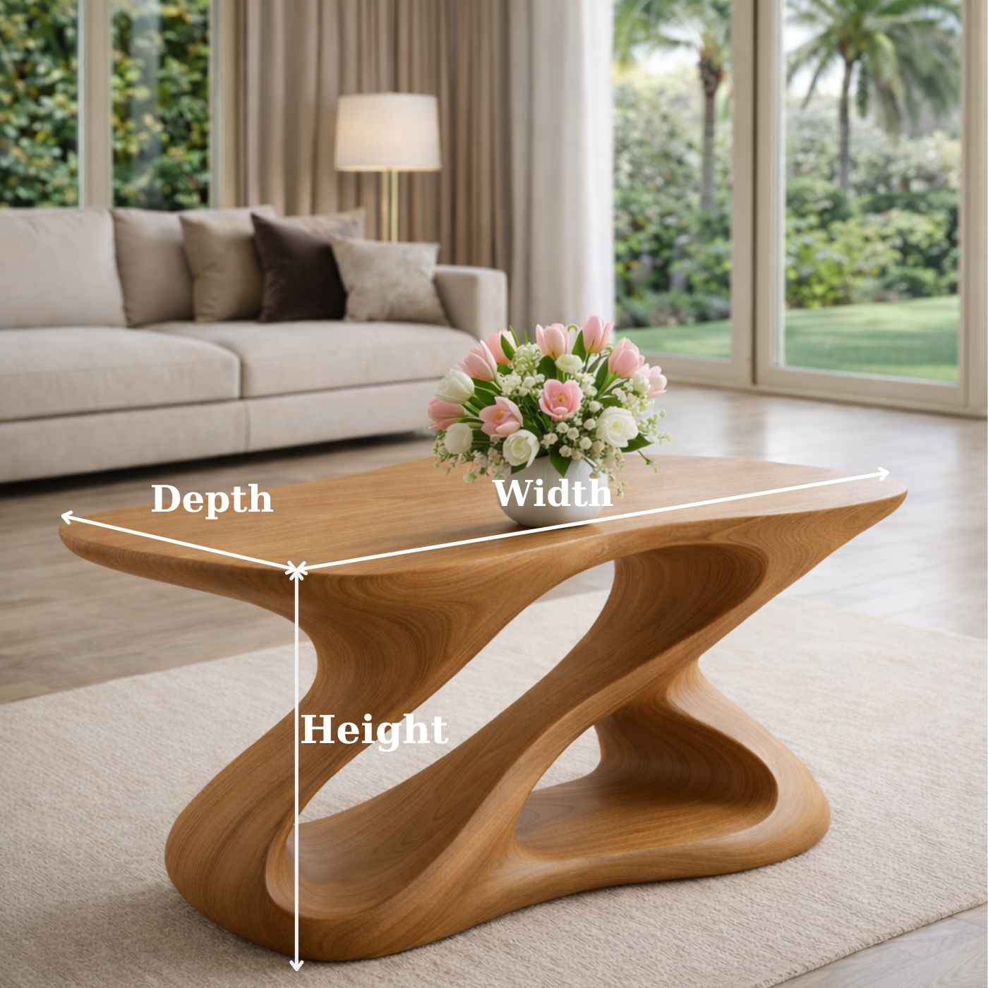 Sculptural Solid Wood Coffee Table for Modern Living Rooms