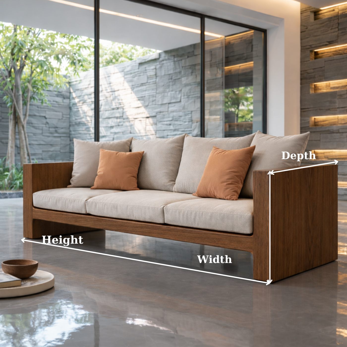 Minimalist Solid Wood Sofa Frame Modern Wooden Couch Base for Living Room