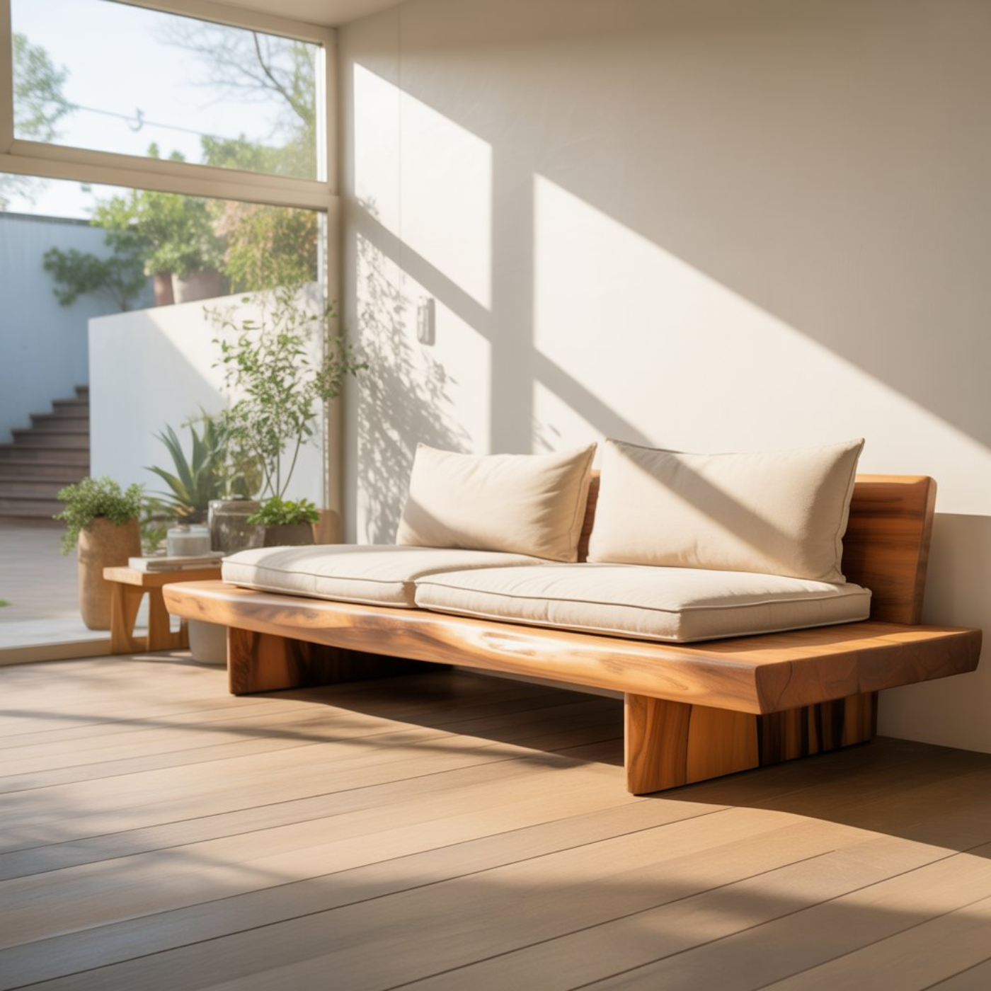 Modern Solid Wood Sofa with Minimalist Design