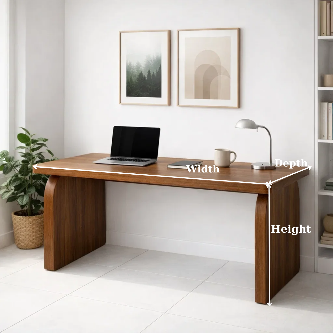 Minimalist Solid Wood Desk with Elegant Curved Leg Design