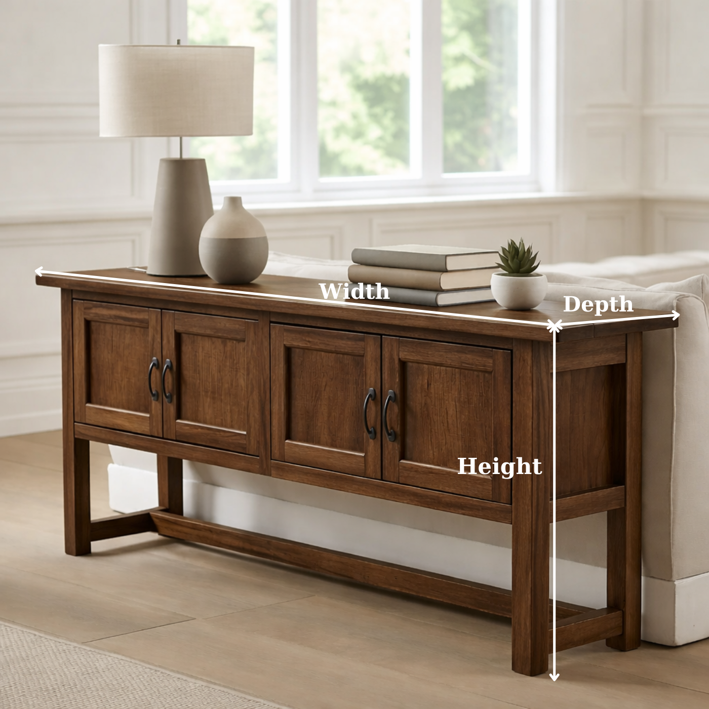 Solid Wood Console Table with 3 Drawers for Living Room or Entryway