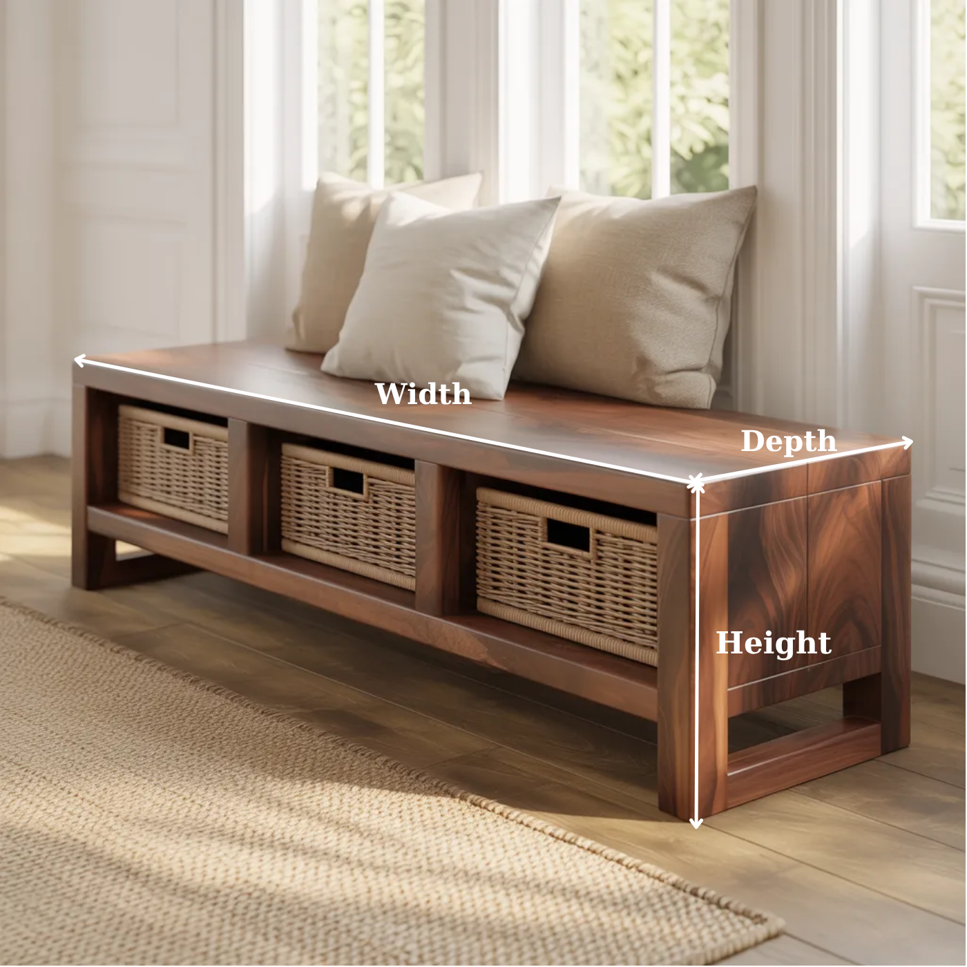 Solid Wood Entryway Bench with Open Storage – Rustic Shoe Storage Bench
