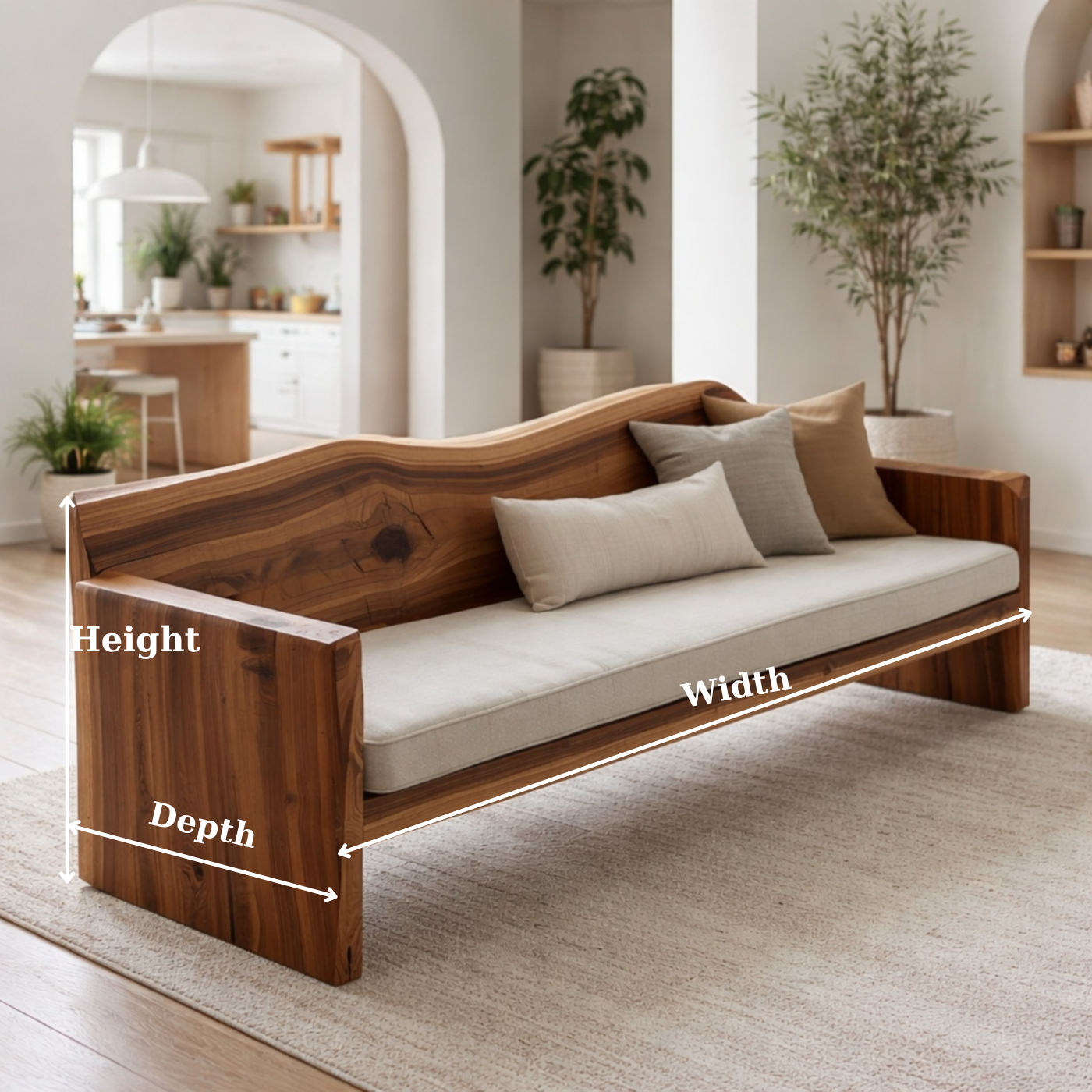 Solid Wood Sofa – Rustic Organic Modern Wooden Bench Sofa