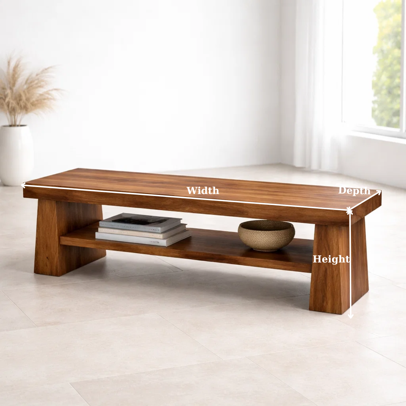 Solid Wood Entryway Bench with Shelf, Wooden Shoe Bench, Hallway Seating, Minimalist Storage Bench