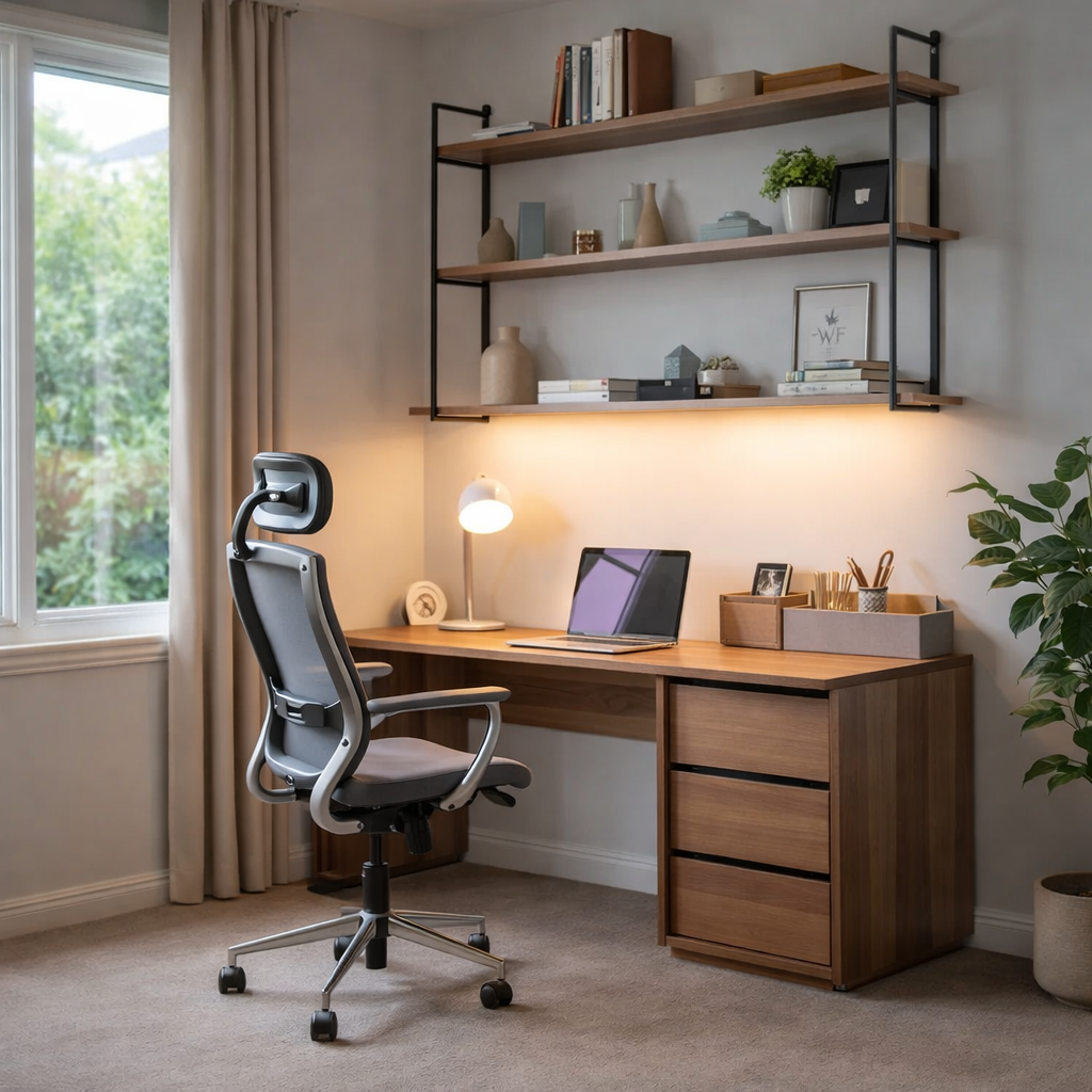 Solid Wood Office Desk with Drawer Storage – Modern Rustic Home Office Desk