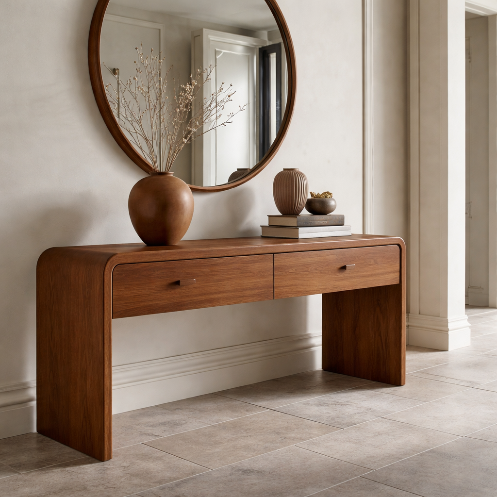 Solid Wood Console Table with Drawers – Modern Hallway Table