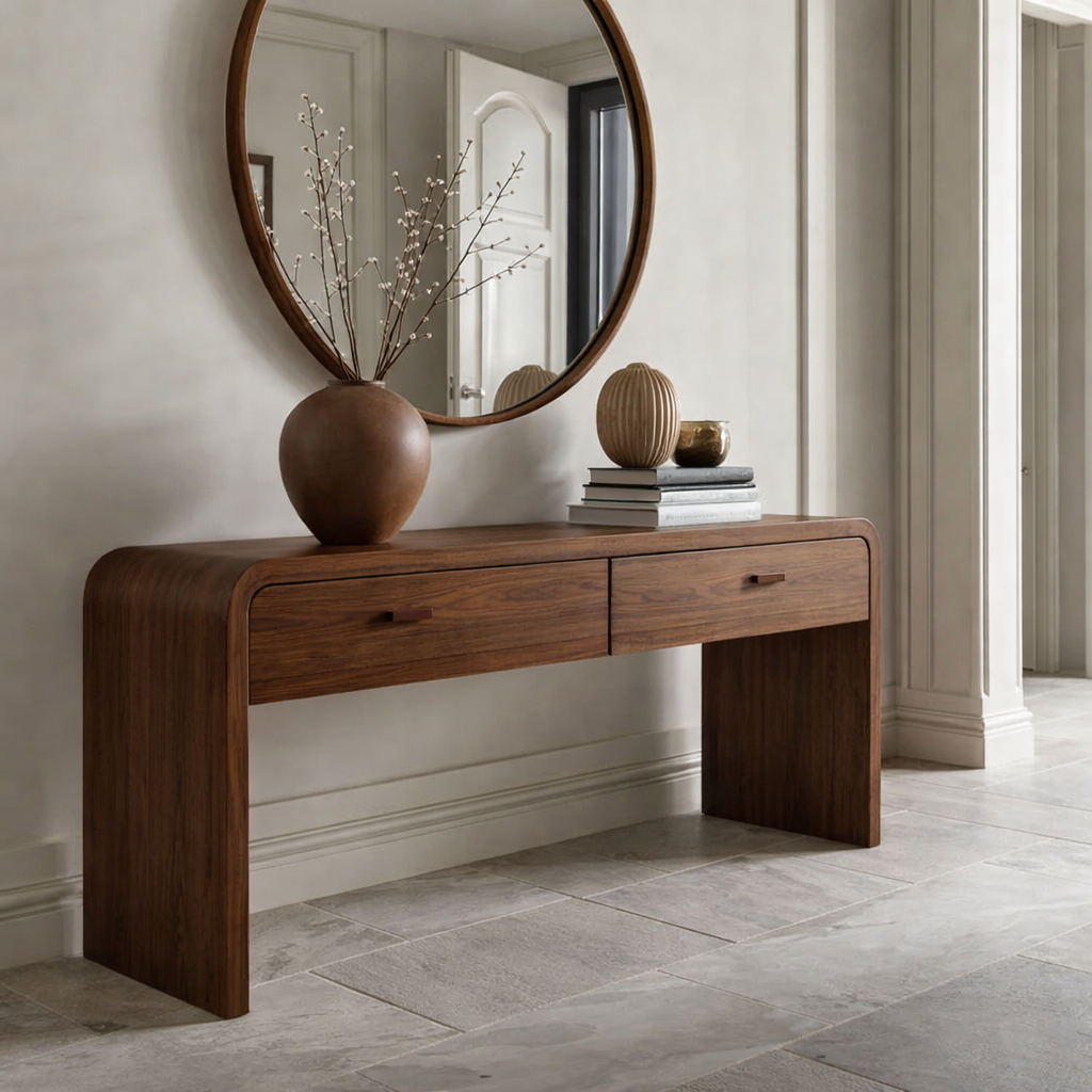 Solid Wood Console Table with Drawers – Modern Hallway Table