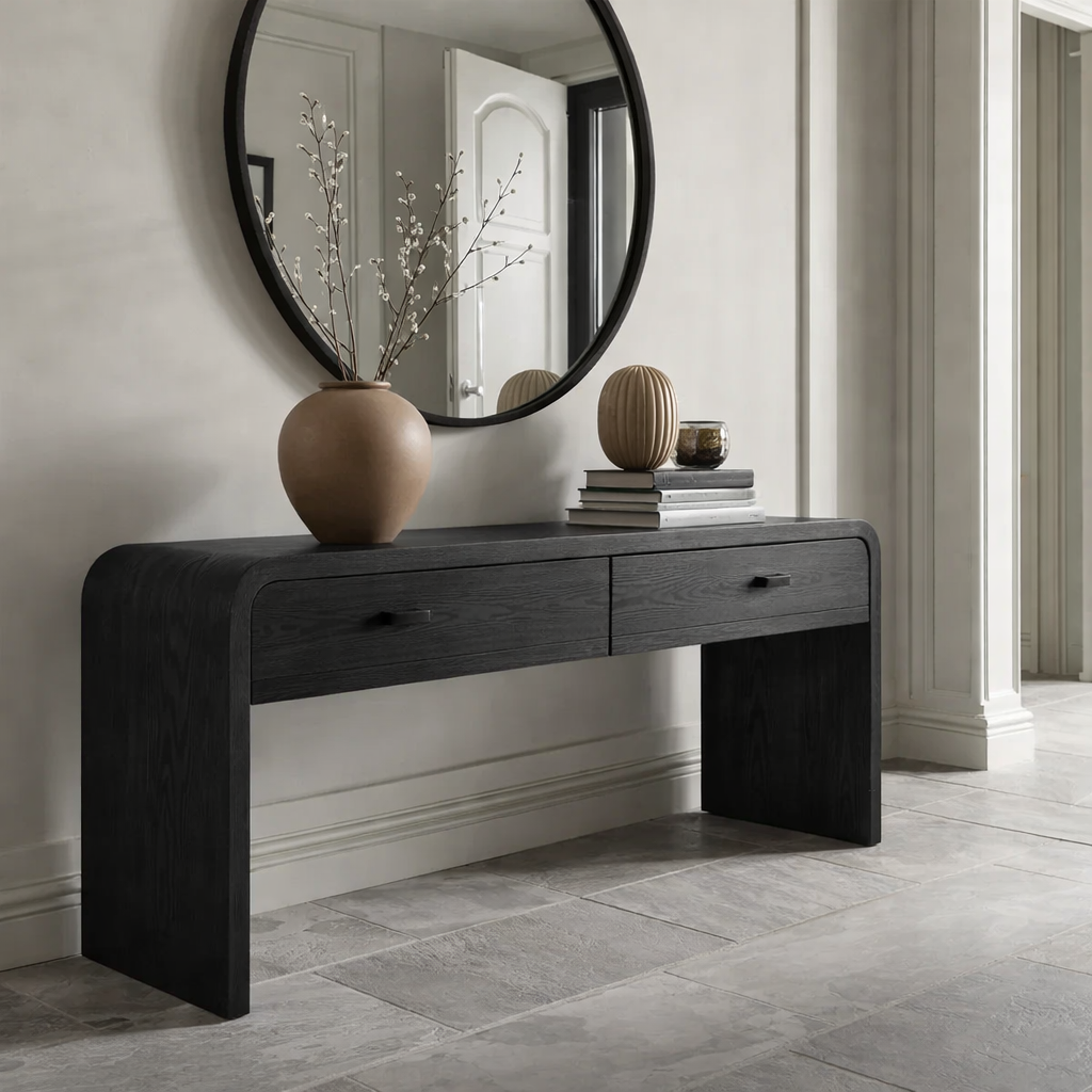 Solid Wood Console Table with Drawers – Modern Hallway Table