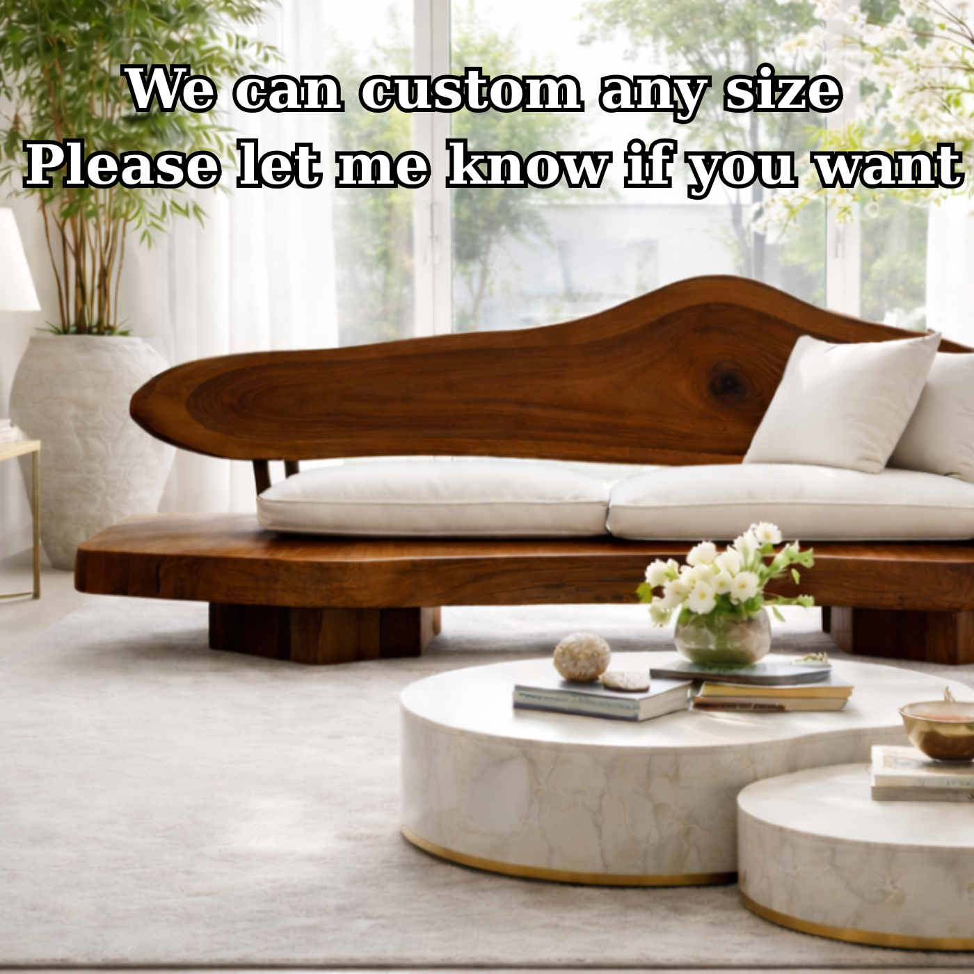 Solid Wood Sculptural Sofa Organic Modern Style