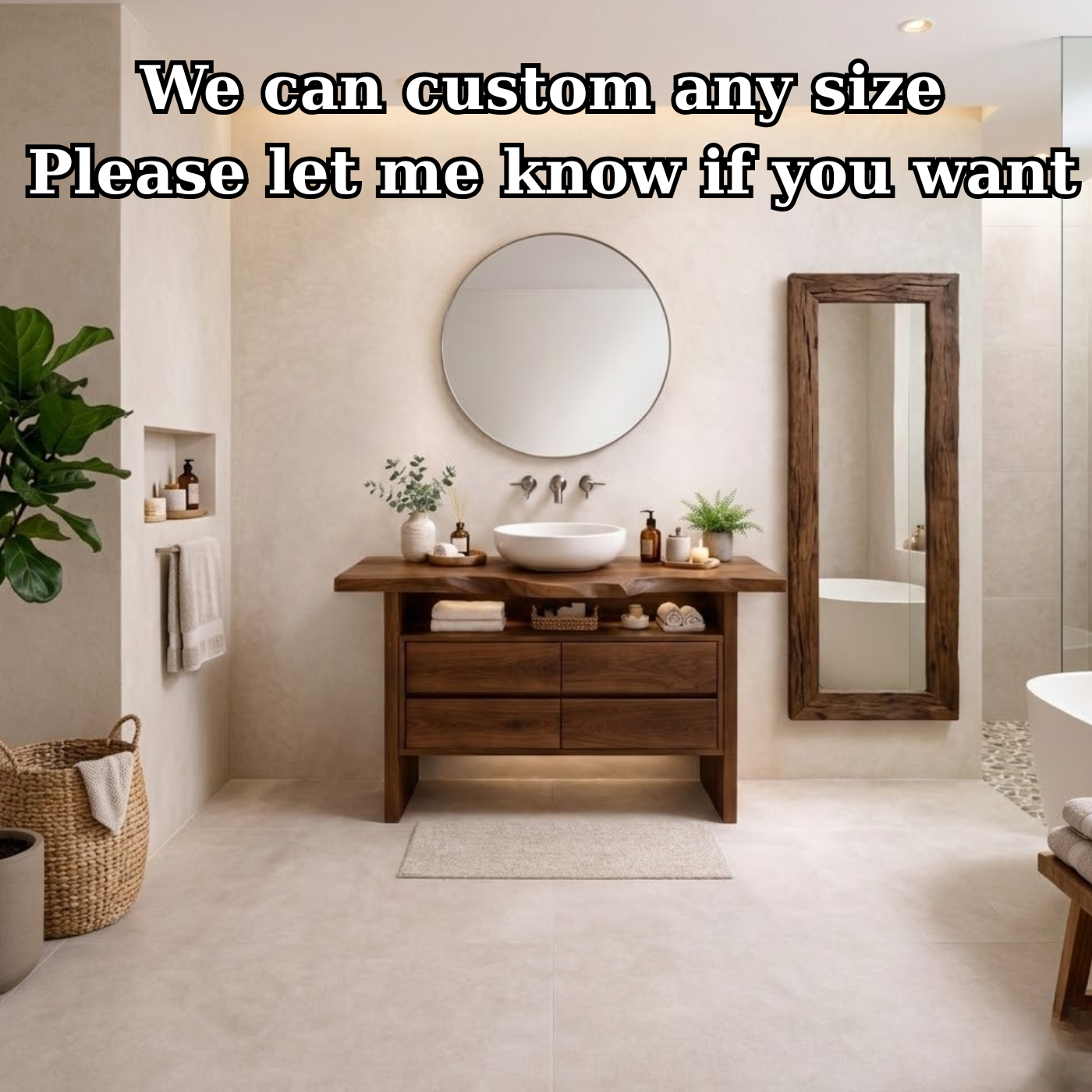 Solid Wood Bathroom Vanity with Open Shelf and Four Drawers