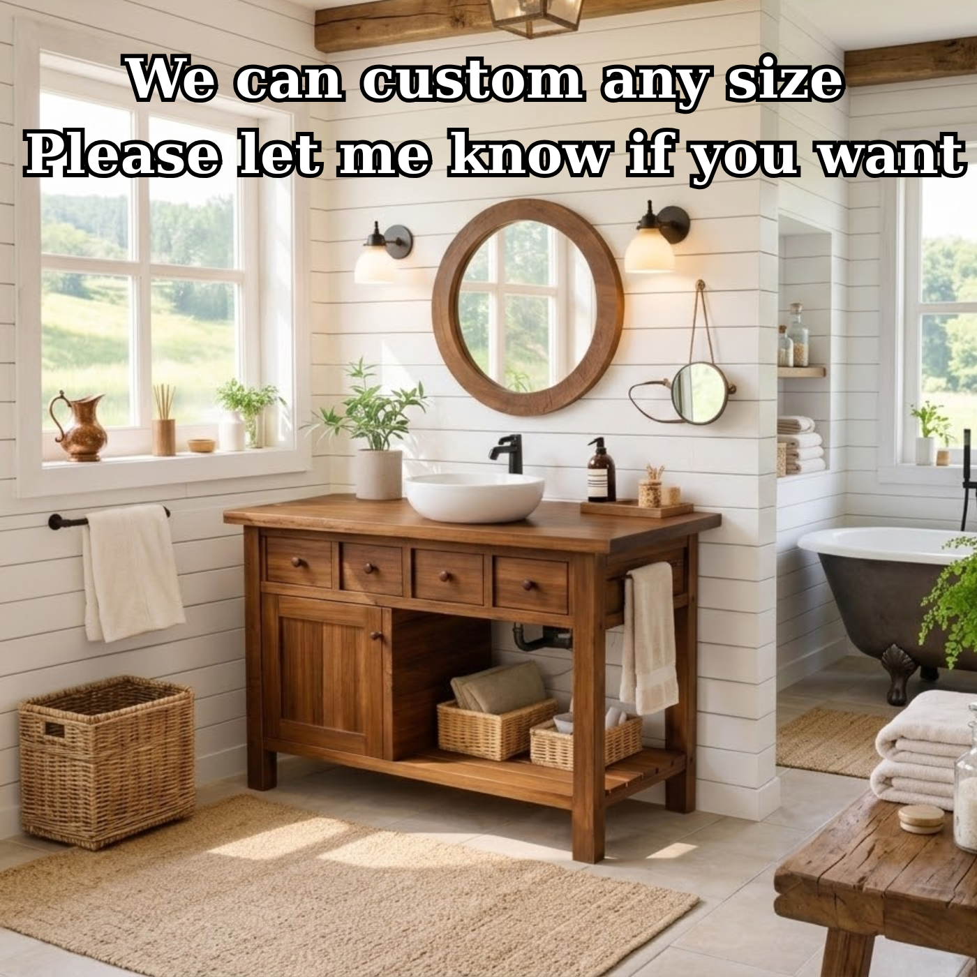 Solid Walnut Bathroom Vanity with Storage for Bathroom Organization