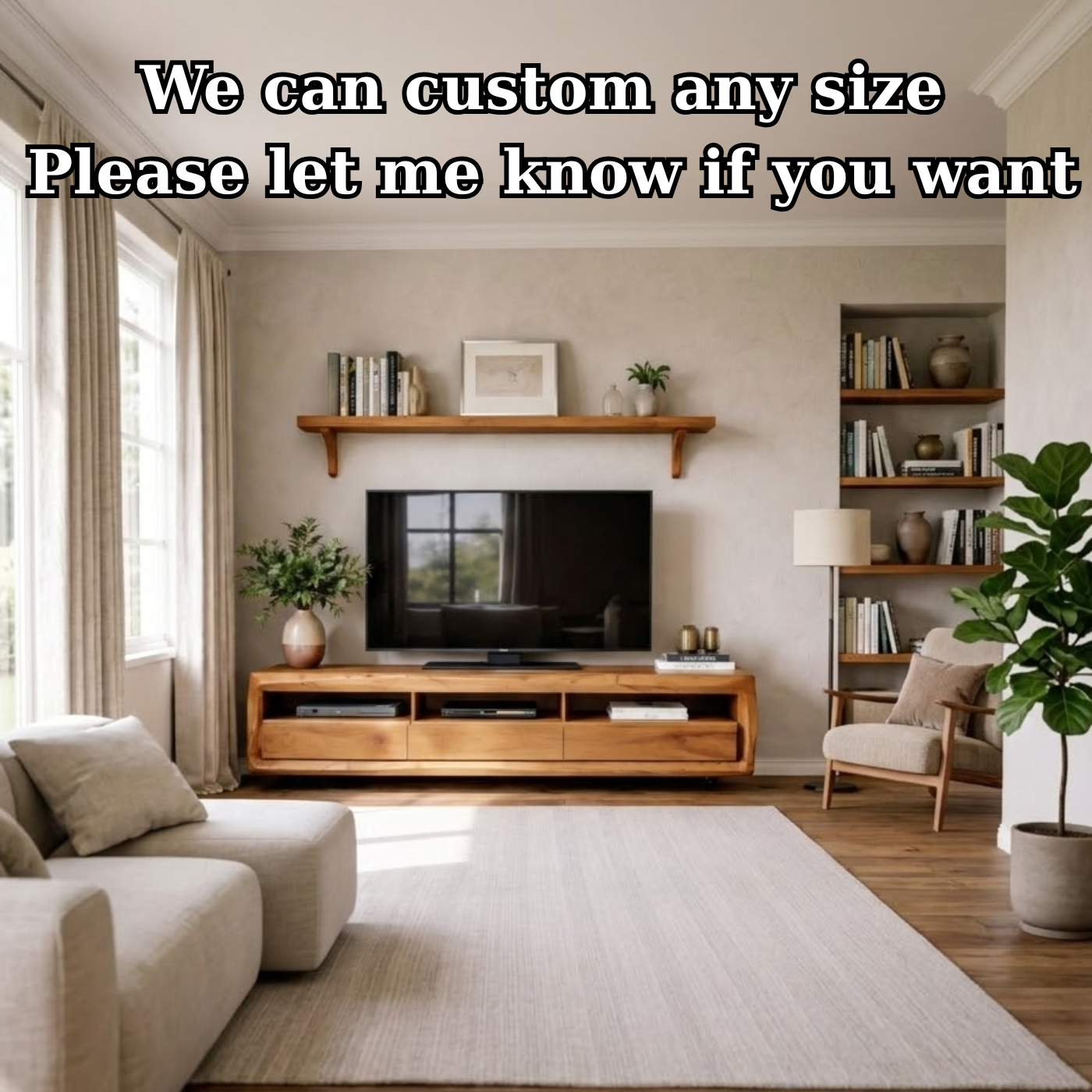 Solid Wood TV Stand with Drawers and Open Shelf – Rustic Modern Wooden Media Console