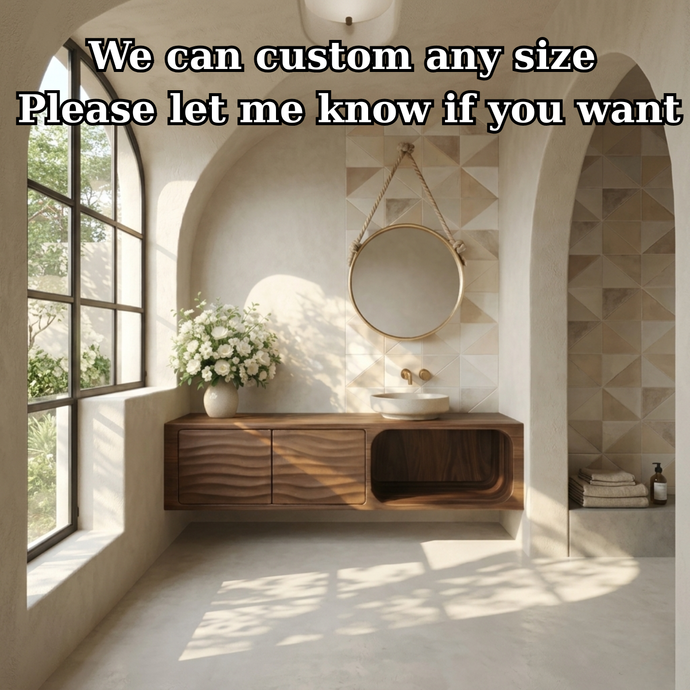 Floating Solid Wood Bathroom Vanity with Textured Cabinet Doors and Open Shelf for Contemporary Homes