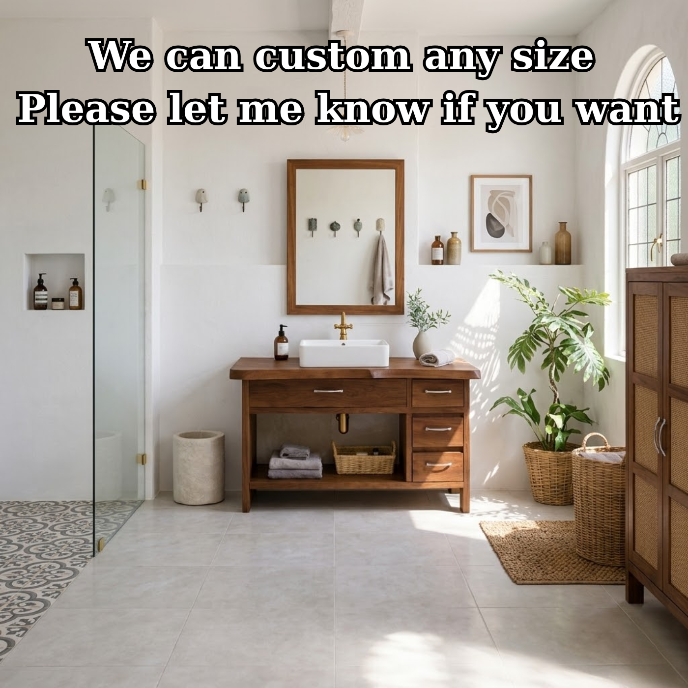 Modern Solid Wood Bathroom Vanity with Multiple Drawers and Open Storage Shelf