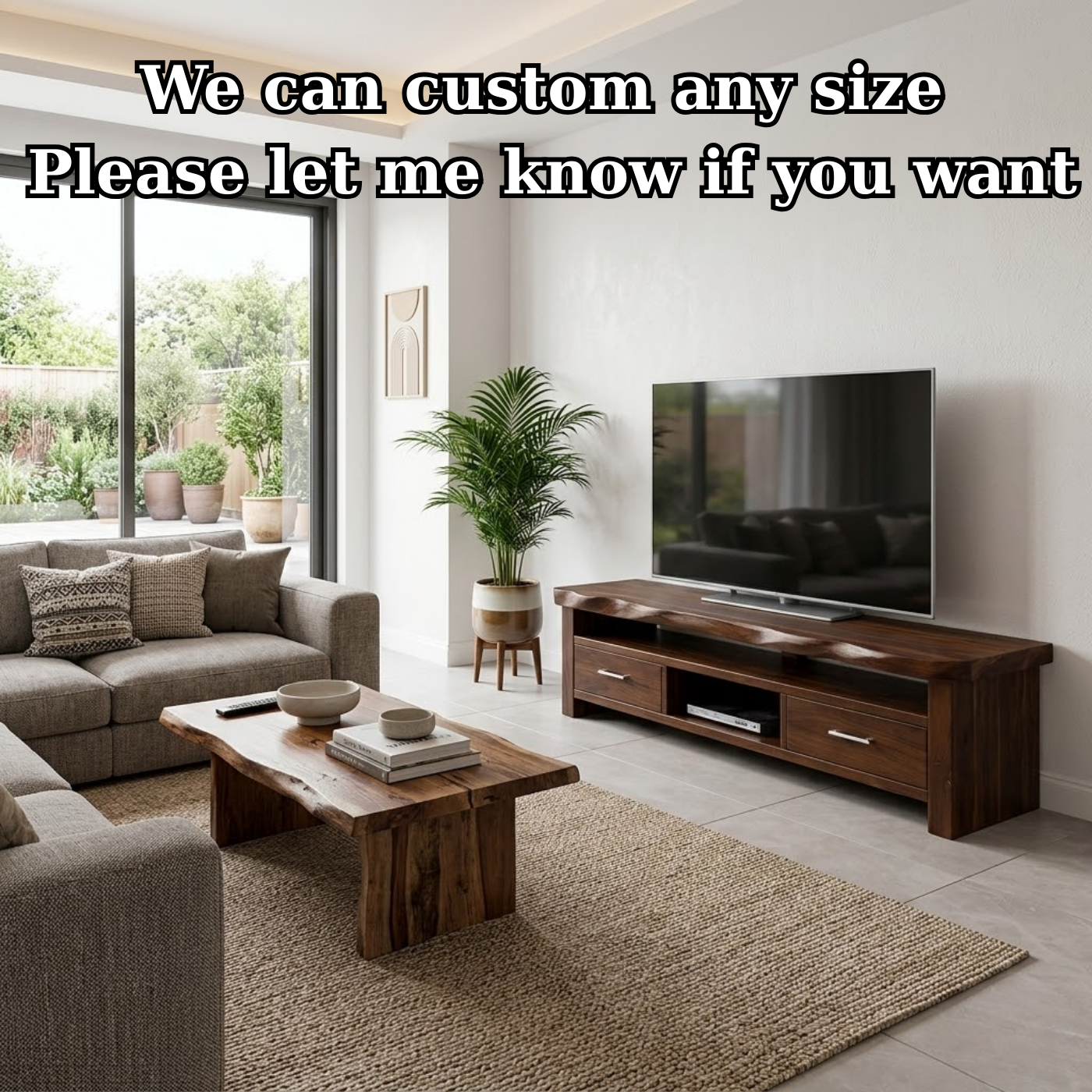 Solid Wood TV Stand with Drawers and Open Media Shelf