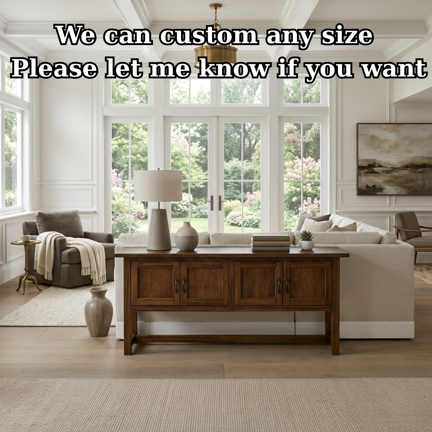 Solid Wood Console Table with 3 Drawers for Living Room or Entryway