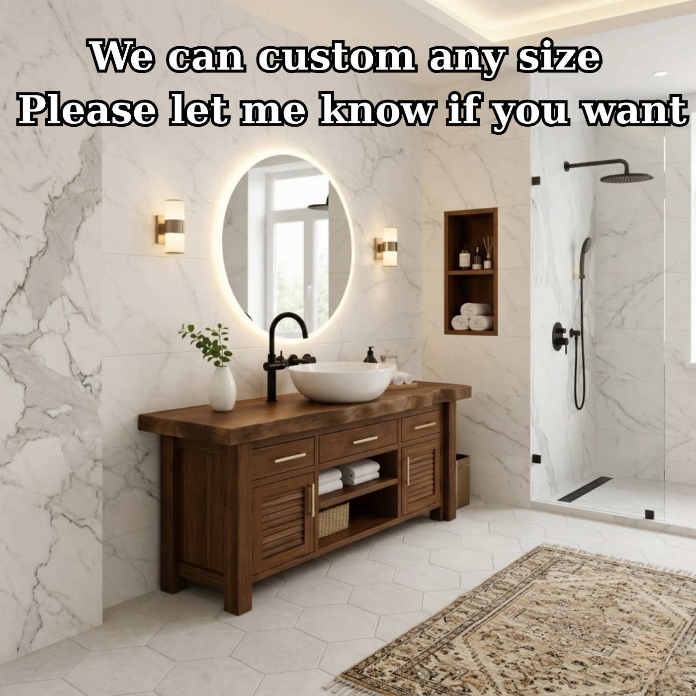 Solid Wood Bathroom Vanity for Modern Spaces with Louvered Doors and Open Shelf