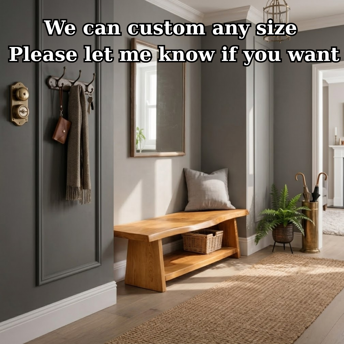Solid Wood Live Edge Entryway Bench with Lower Shelf – Natural Wood Storage Bench